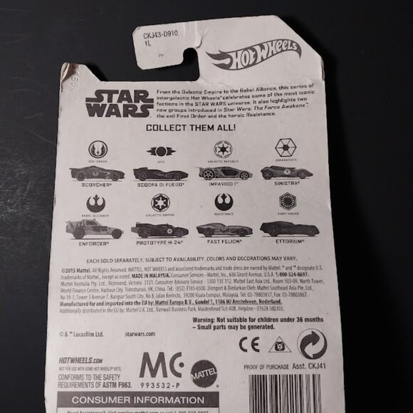 Star Wars Hot Wheels (2015) Galactic Empire Prototype H-24 Darth Vader Toy Car 6 - Picture 5 of 6